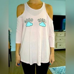 Pink Forever21 Good Night Cloud Cold Shoulder Top